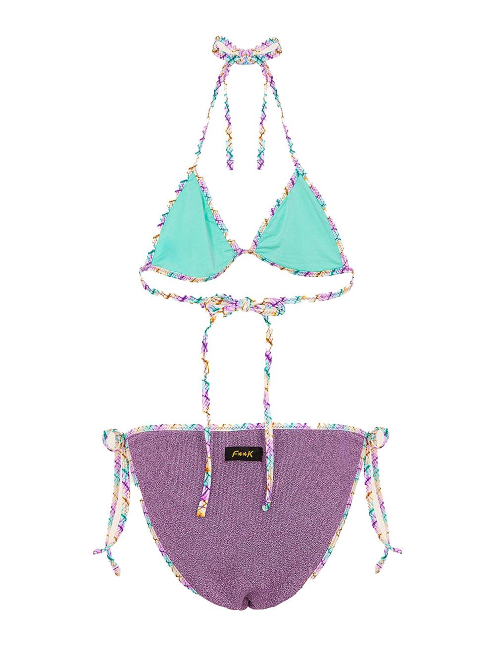 Costume triangolo bicolor in lurex (2pz)