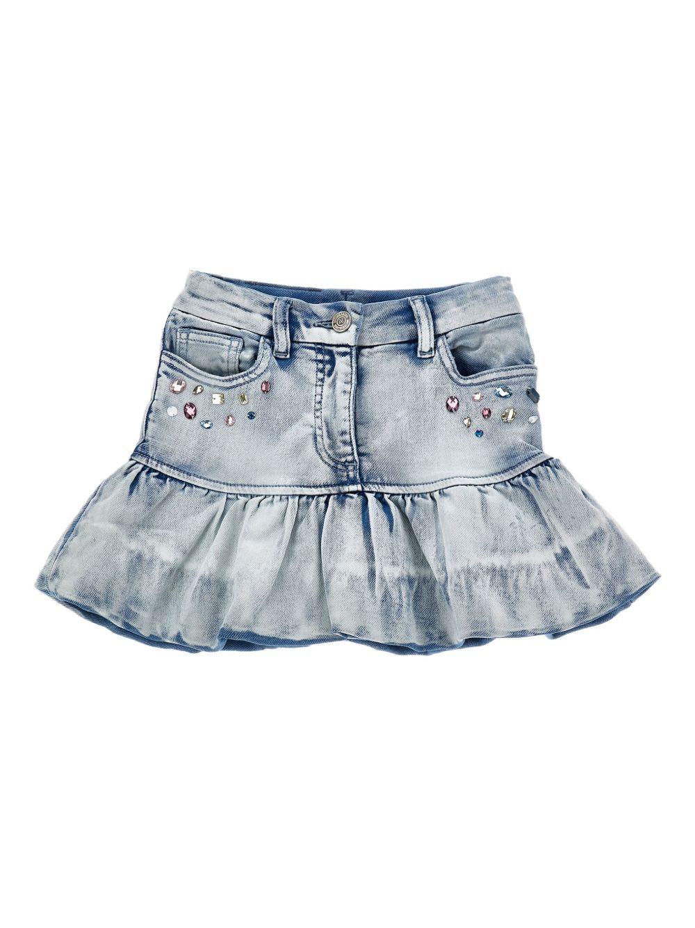 Gonna Denim Azzurra con Ruches eTasche 19F7026042 0062 MONNALISA KIDS 