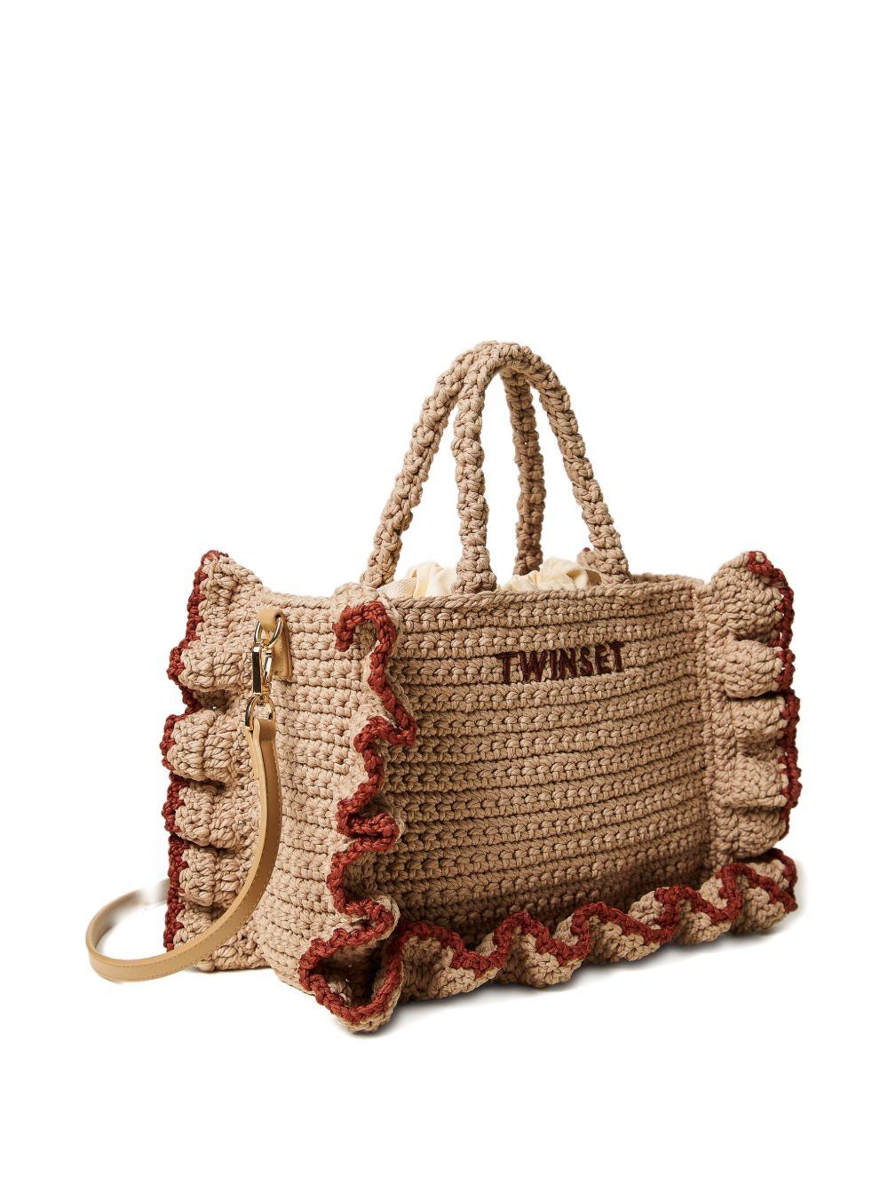 Borsa a mano in corda con rouche 261TD8291 13498 TWINSET 