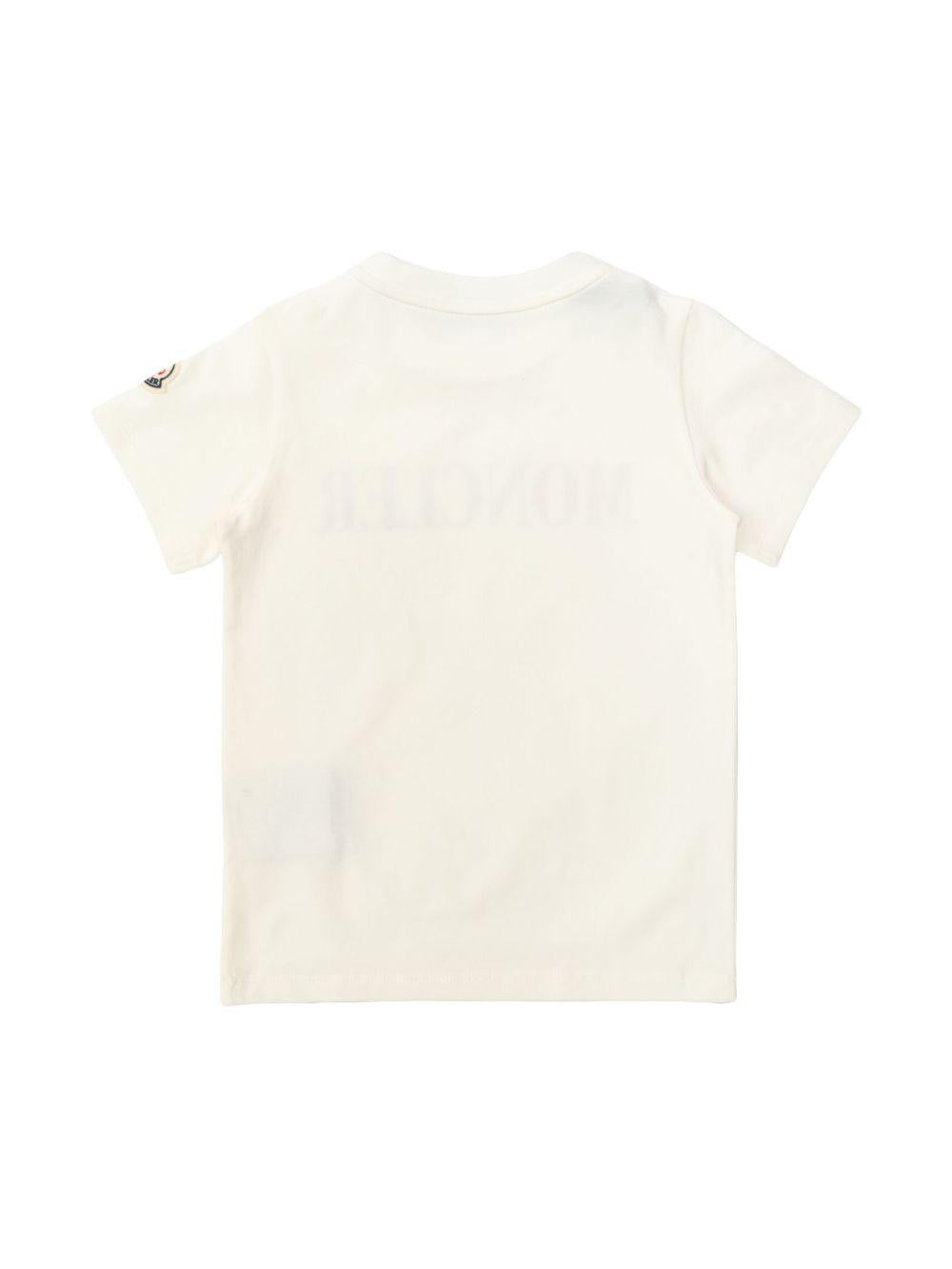 T-shirt bianca logo lettering bicolor neonato 9518C0001389AUM F01 MONCLER KIDS 
