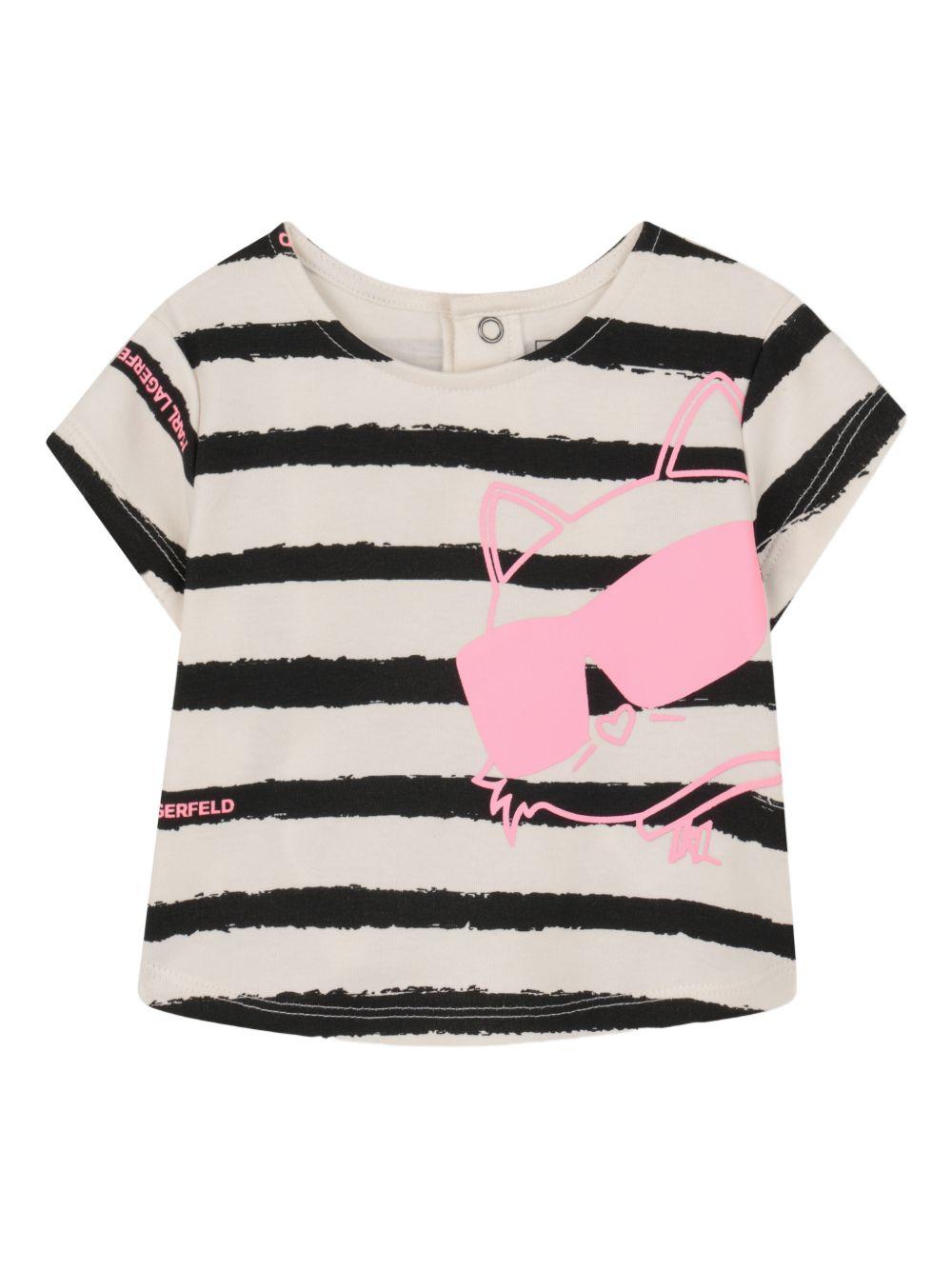 Completo t-shirt e gonna a righe Z31065 462 KARL LAGERFELD KIDS 