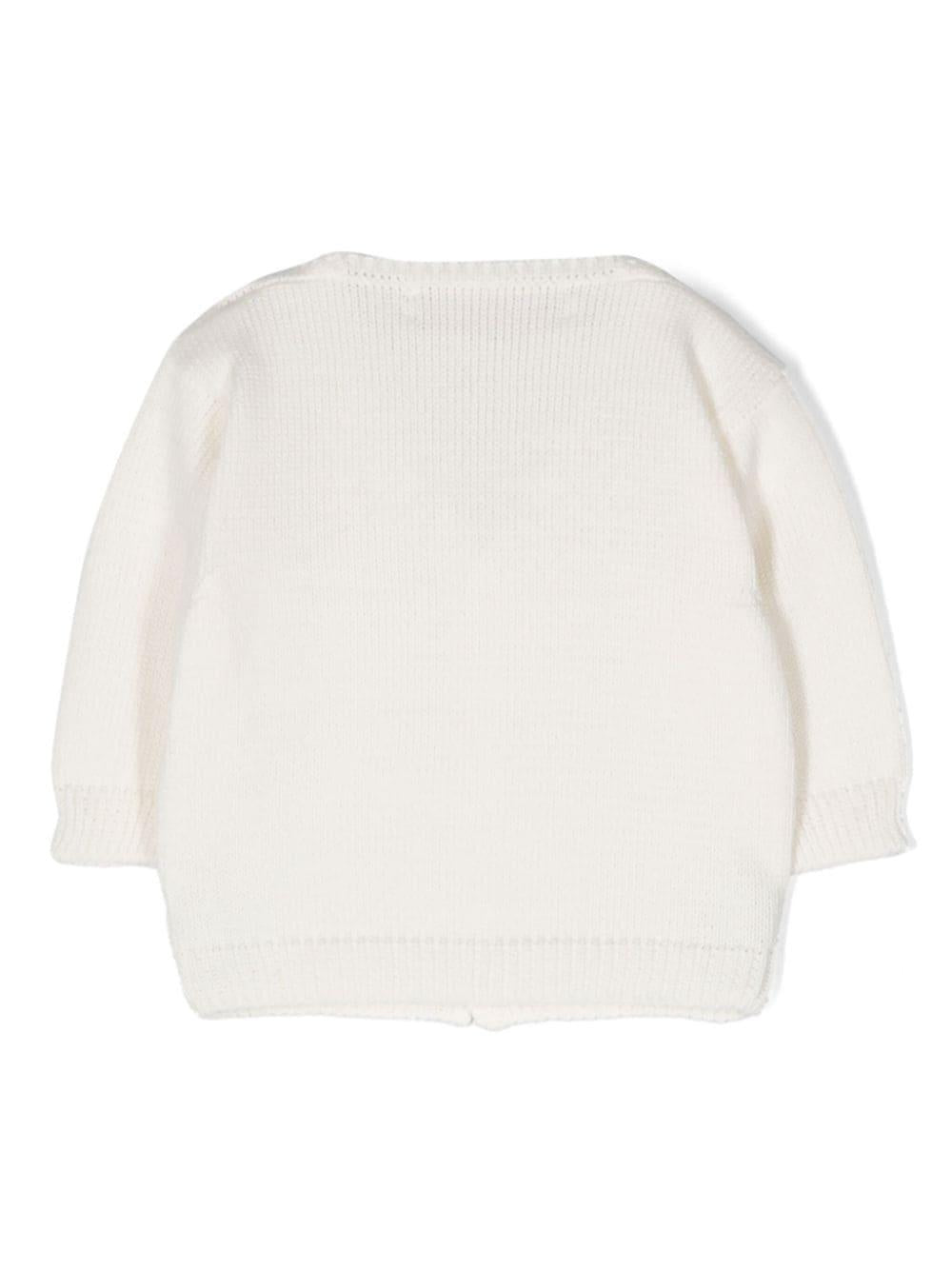Cardigan bianco neonato in maglia