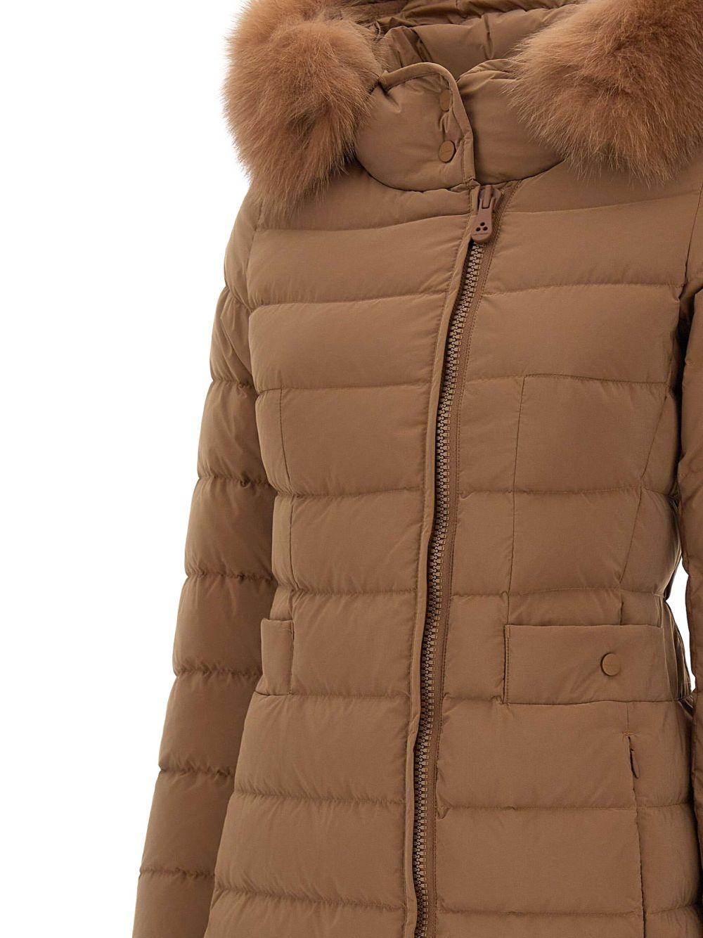 Cappotto marrone con cappuccio e pelliccia PED545801190986 894 PEUTEREY 