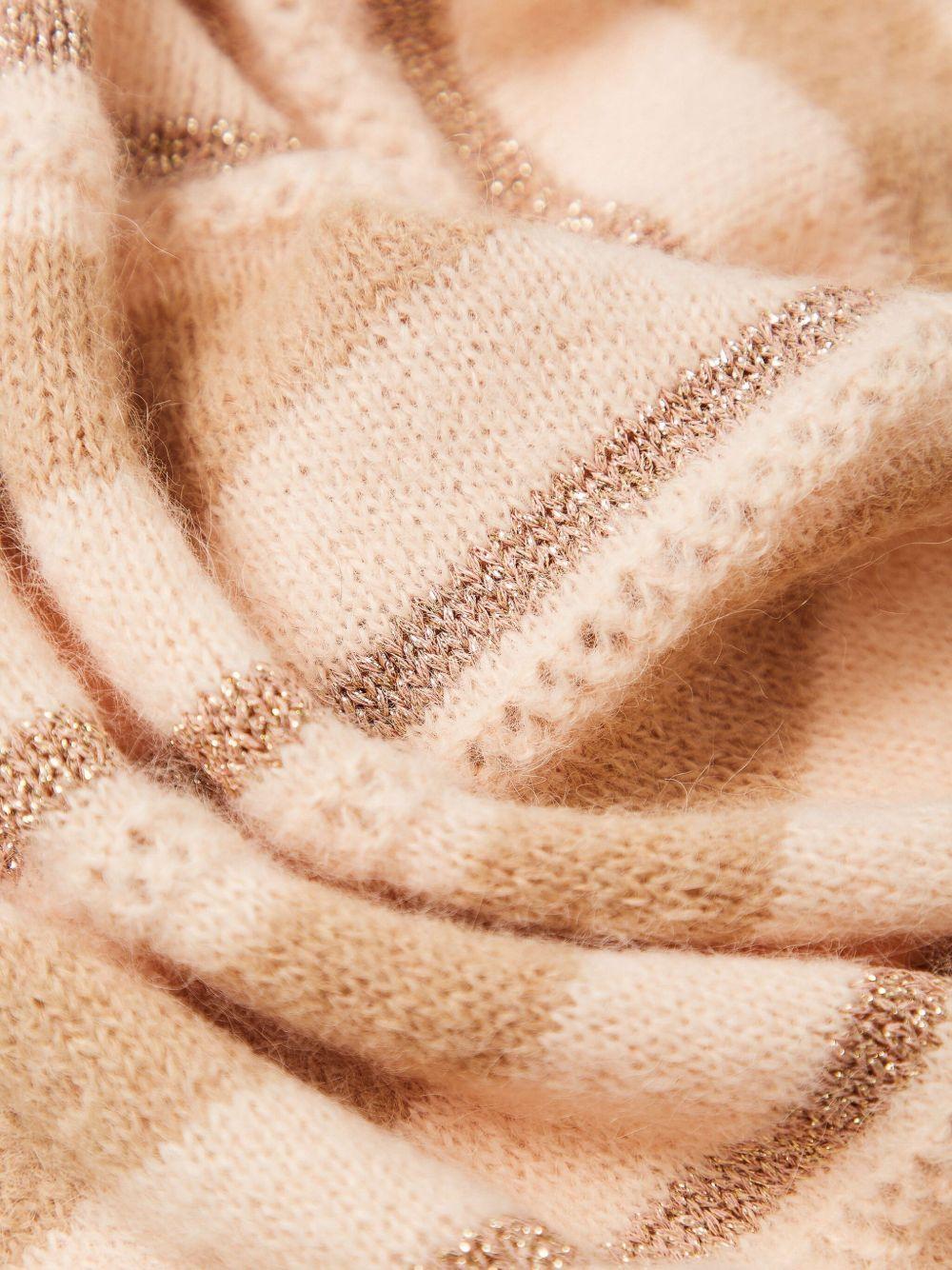 Sciarpa a Righe Beige e Marrone in Maglia Morbida 252TO5590 13009 TWINSET 