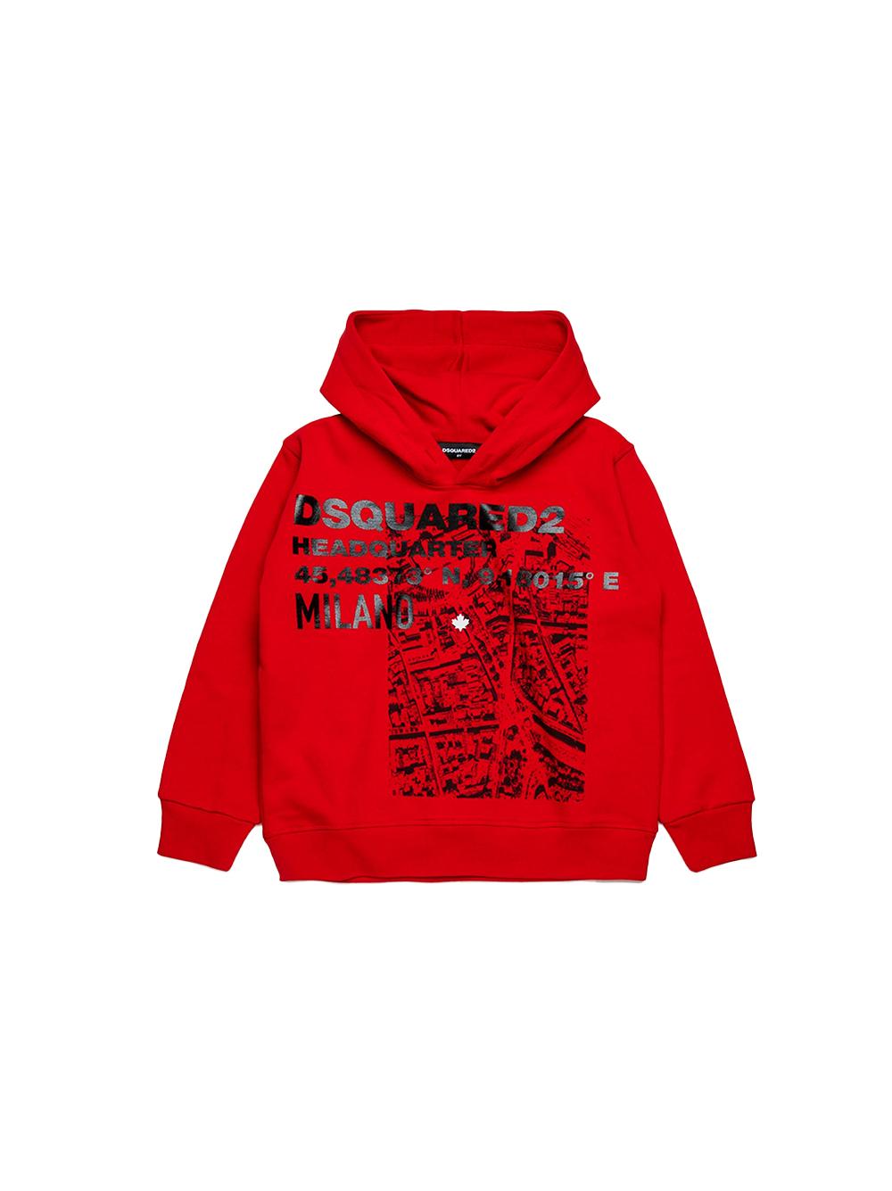 Felpa rossa stampa frontale Milano
