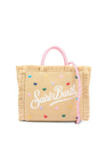 Borsa mare con frange e ricamo logo