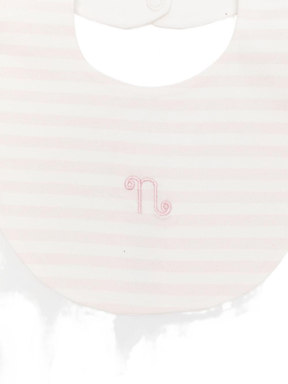 Bavaglino a righe in cotone con chiusura a bottoni E26406 ROSA NANAN KIDS 