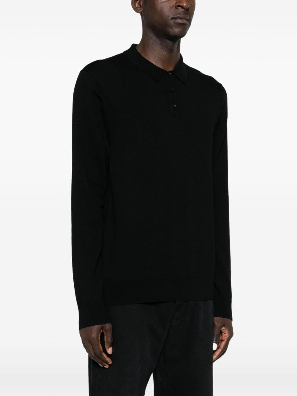 Polo nera basic in lana