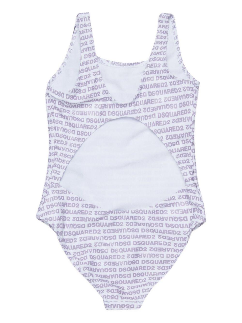 Costume intero con stampa logo scollo tondo DQ3315D0AGY DQ100 DSQUARED KIDS 