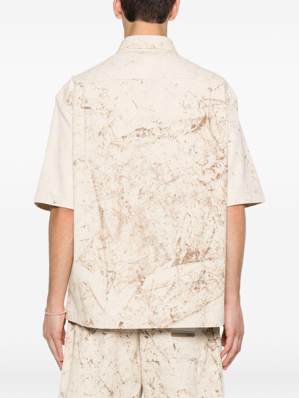 Camicia in cotone con stampa marmorizzata XCM7245 BEIGE YES LONDON 