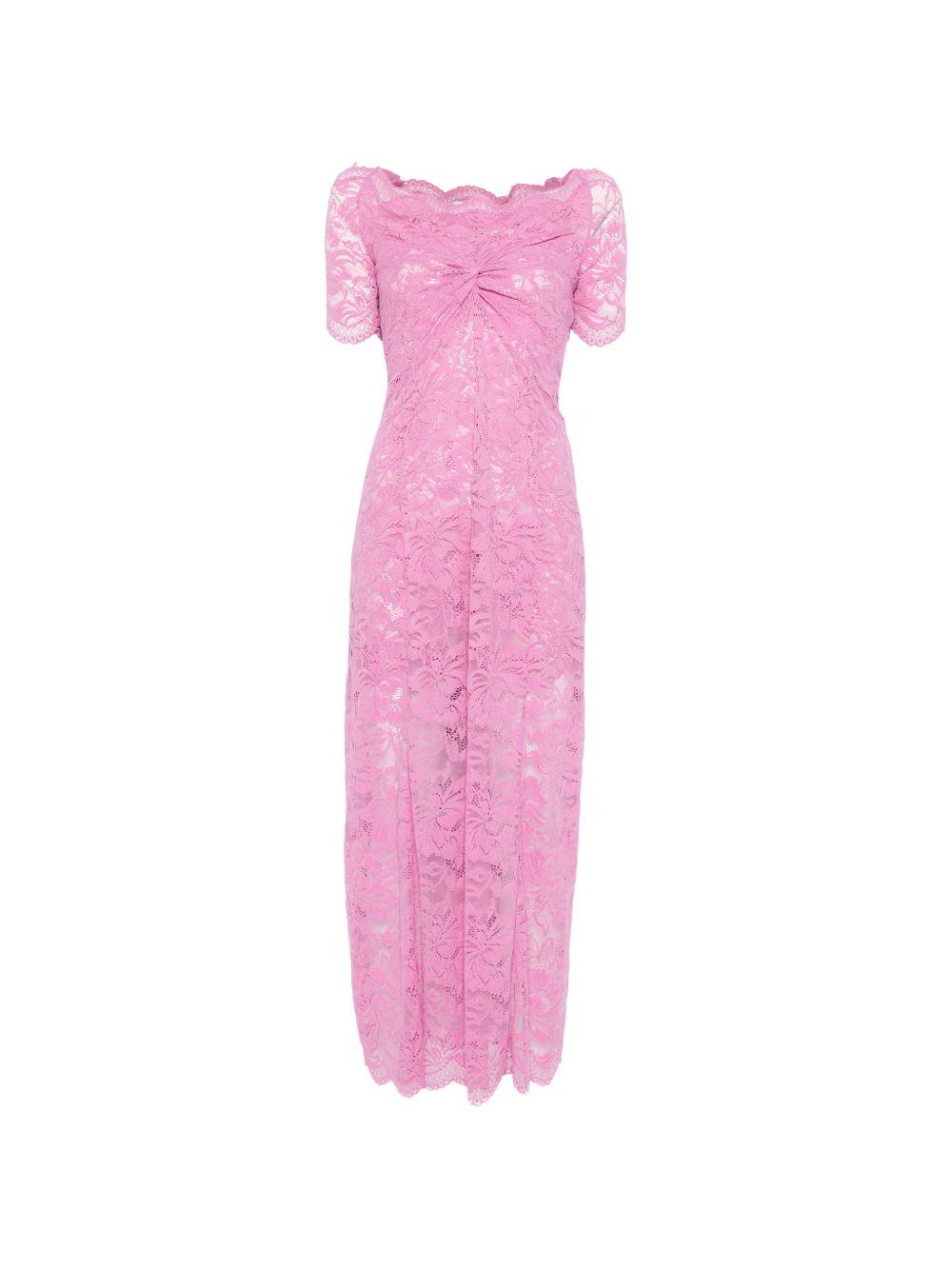 Abito lungo in pizzo con maniche corte 26PJRO106PA0170 P689 RABANNE 
