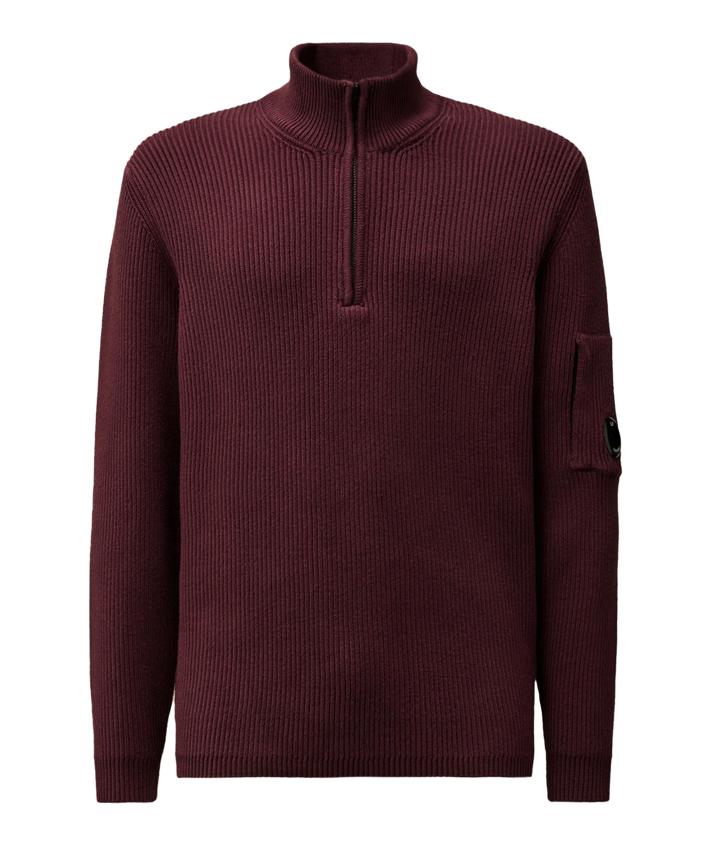 Maglione a coste viola mezza zip 17CMKN185A006608A 790 CP COMPANY 