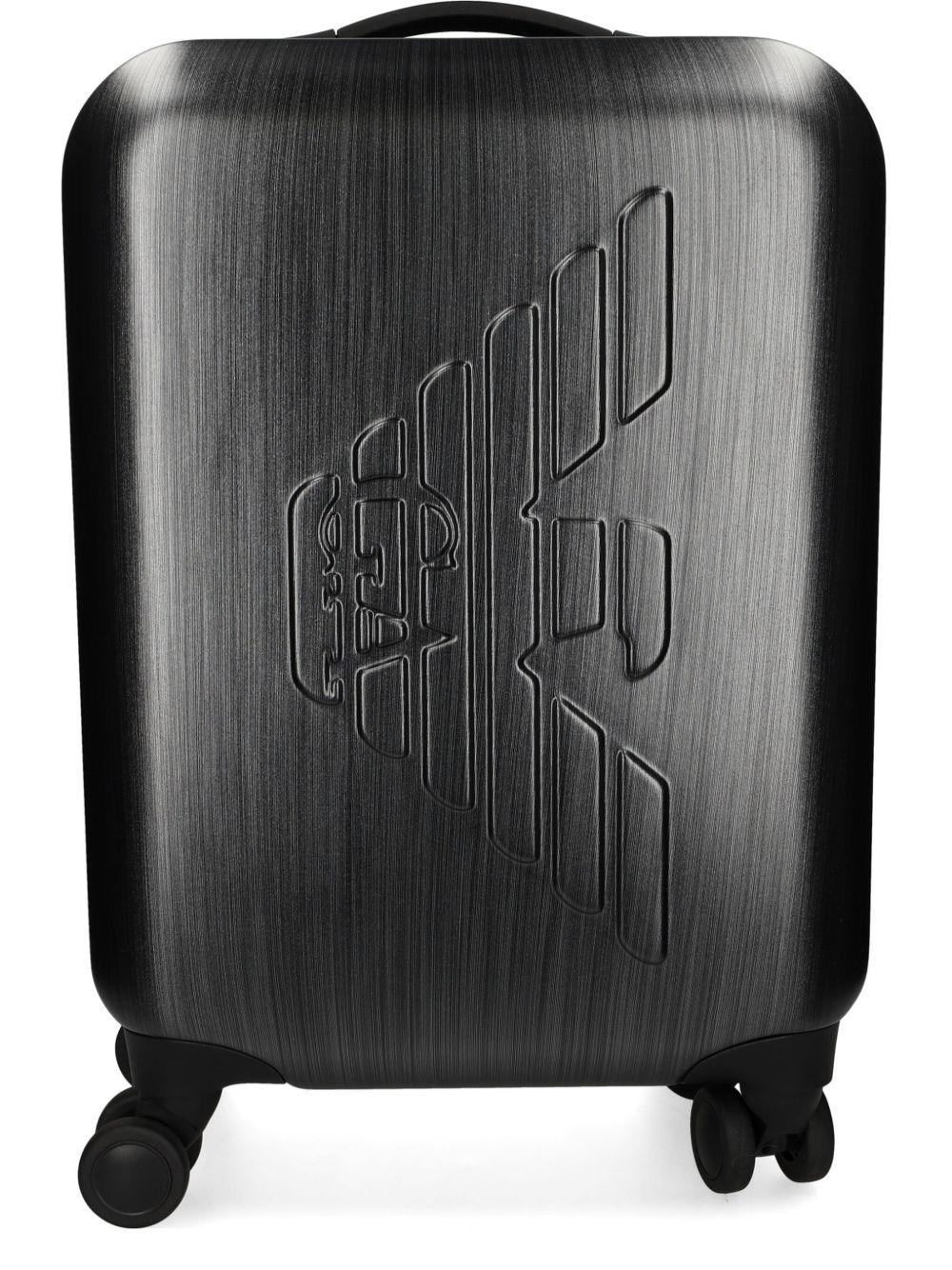 Trolley nero con logo in rilievo e quattro ruote EM001929AF15459 U8097 EMPORIO ARMANI 
