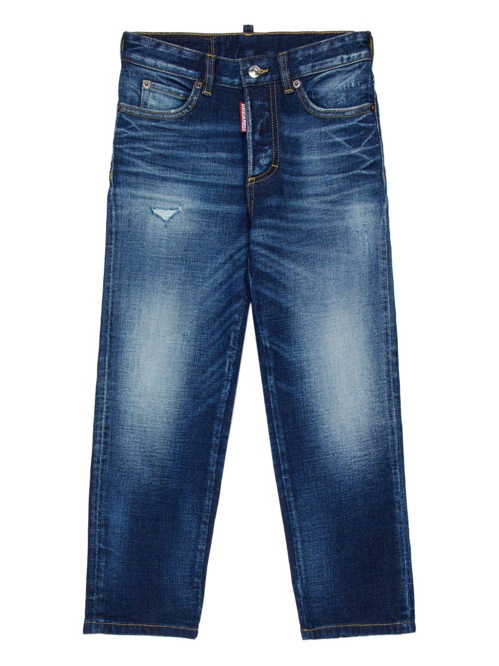 Jeans Dritti con Logo Posteriore DQ2241D0AER DQ01 DSQUARED KIDS 