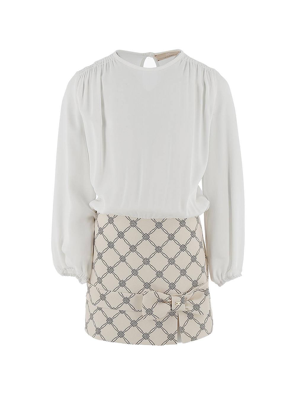 Abito avorio con blusa e gonna logata