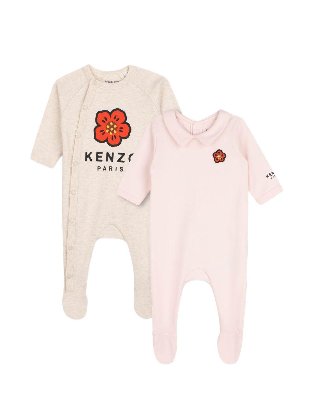 Set di tutine neonato con fiore ricamato K61614 43B KENZO KIDS 