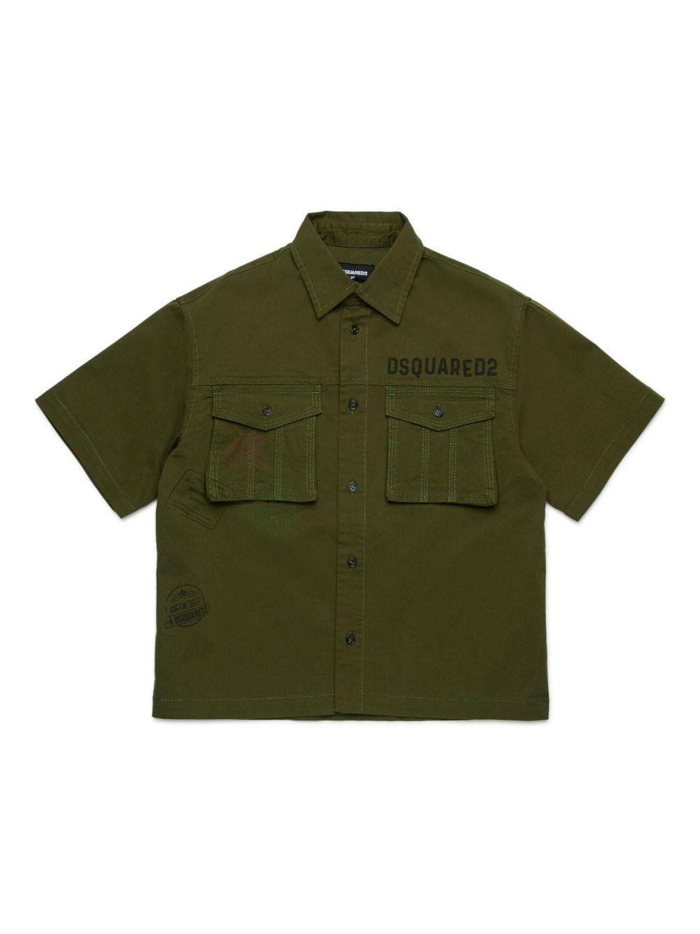 Camicia cargo verde militare DQ2775D0ACB DQ513 DSQUARED KIDS 
