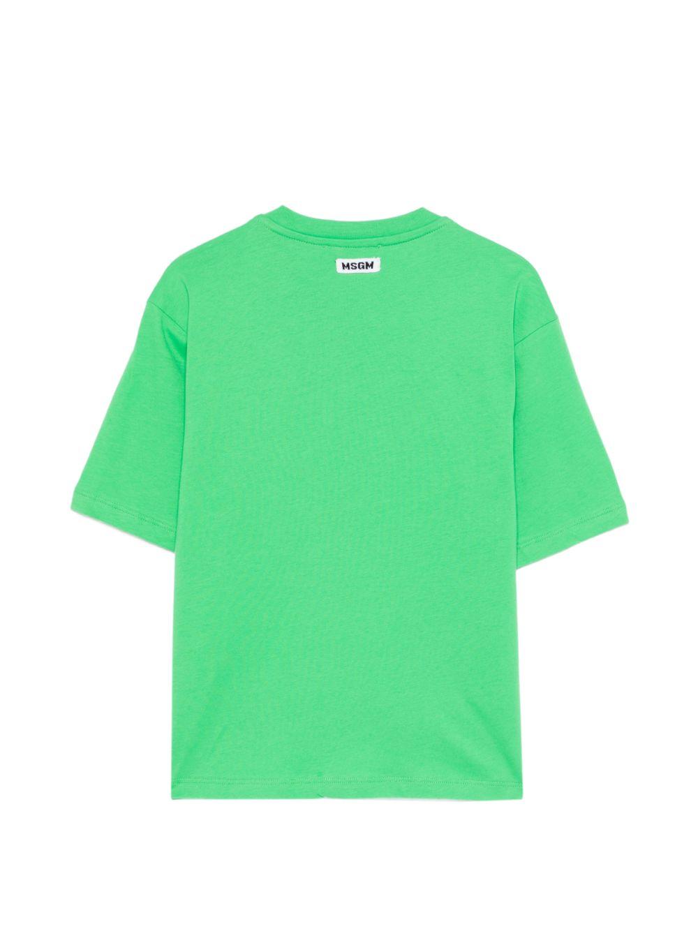 T-shirt in cotone con logo tempestato S6MSJGTH205 MS006 MSGM KIDS 