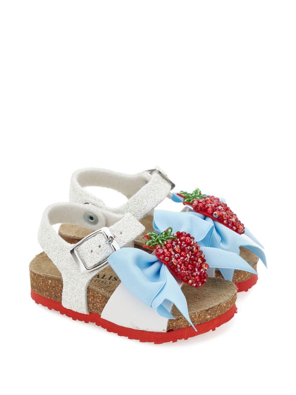 Sandali in pelle scamosciata con fragole 83G0077708 9944 MONNALISA KIDS 