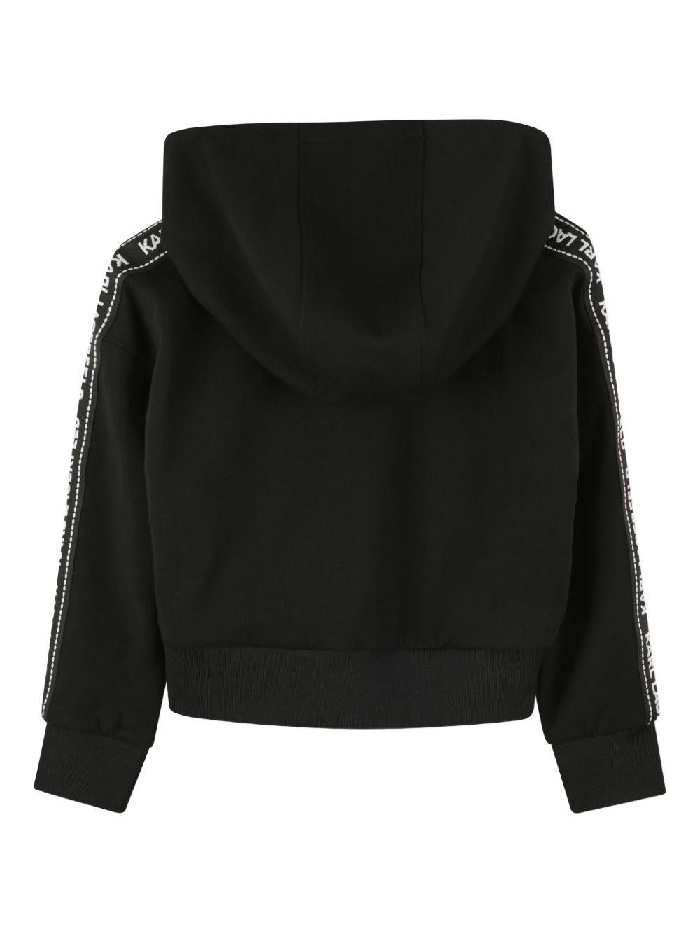 Felpa con Cappuccio Zip e Bande Logo Z30609 09B KARL LAGERFELD KIDS 