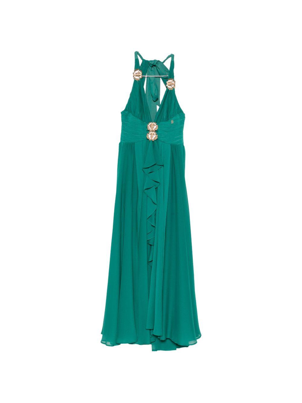 Abito lungo in poliammide scollo halter WS00901 VERDE BABYLON COLLECTION 