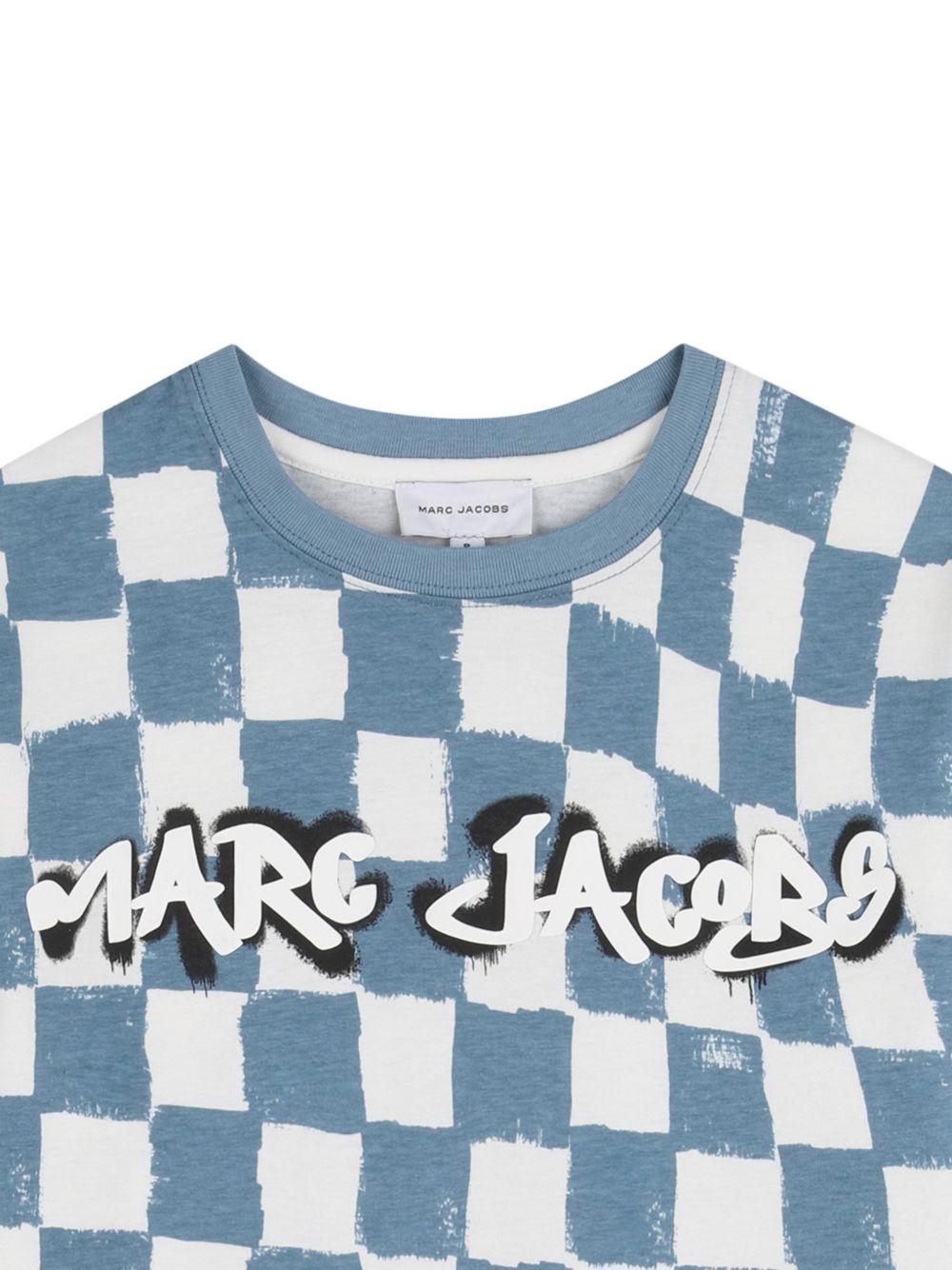 T-shirt in cotone biologico a scacchiera W60770 80B MARC JACOBS KIDS 