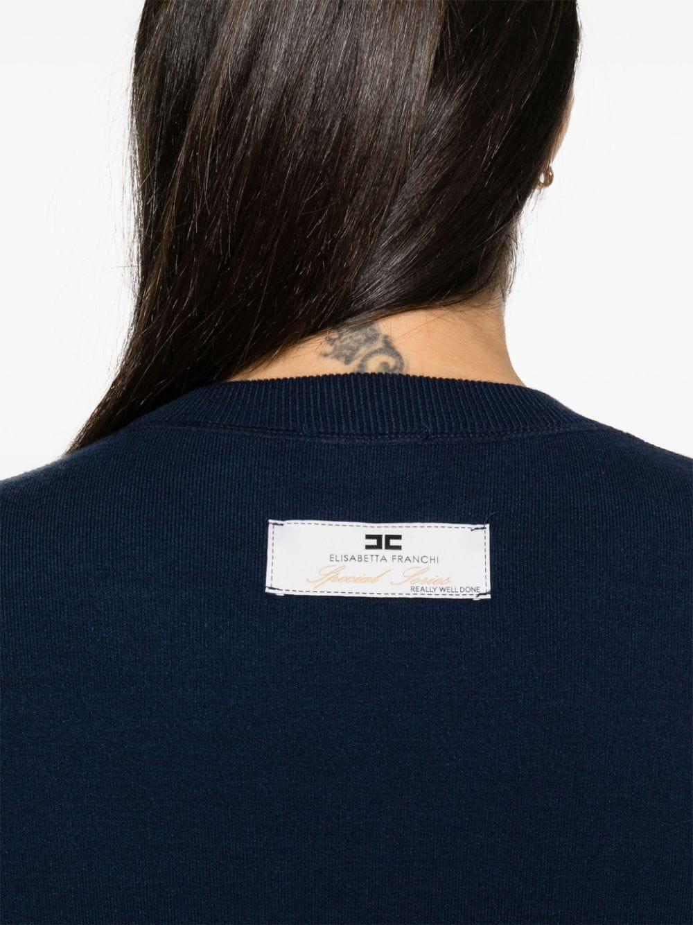 Felpa cropped blu logo monogram ricamo MK76Q46E2 B75 ELISABETTA FRANCHI 