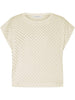 T-shirt crop avorio con strass