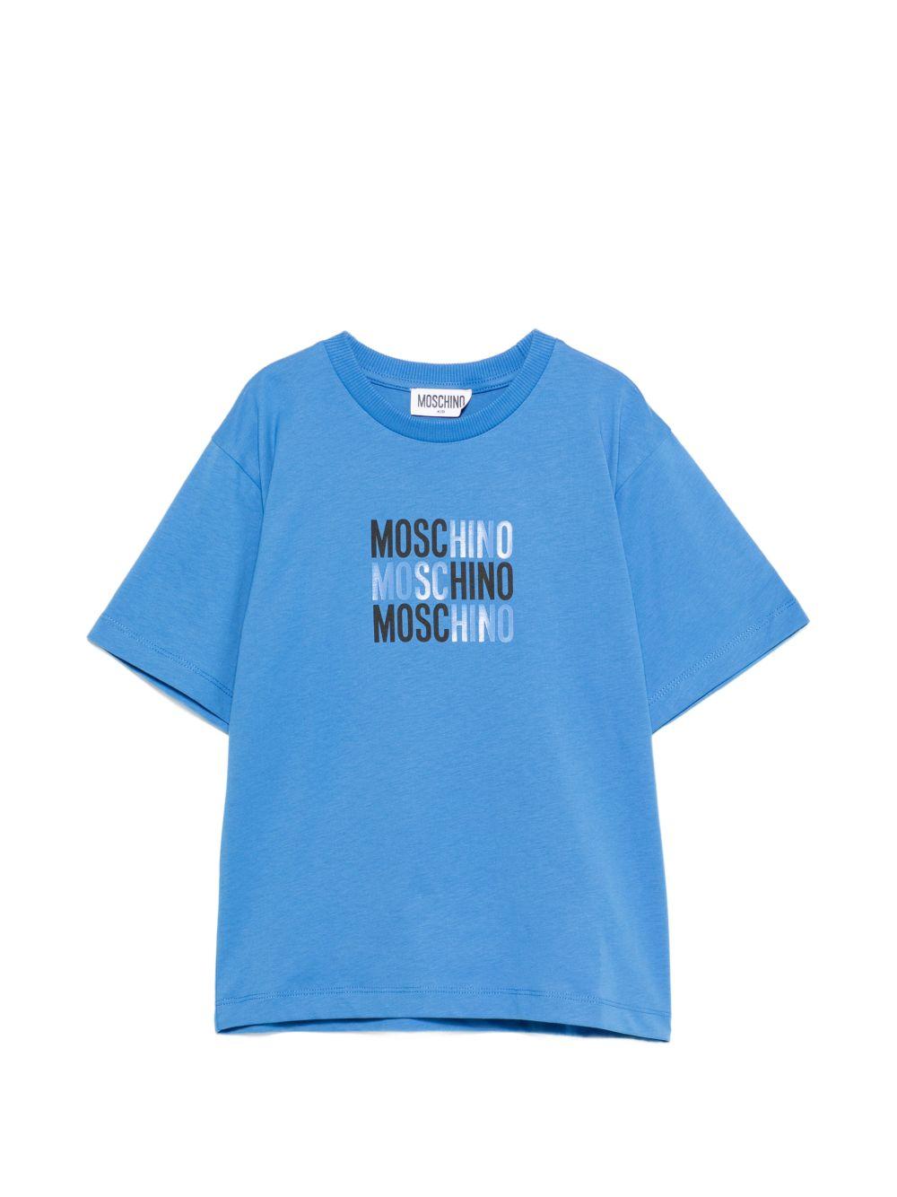 T-shirt in cotone con logo H5M05GLAA23 40630 MOSCHINO KIDS 