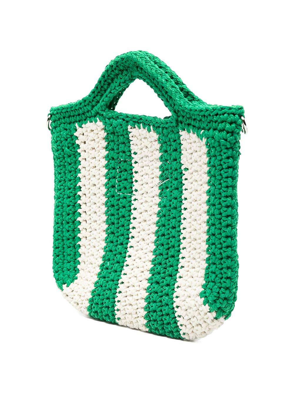 Borsa a Uncinetto con Righe Verdi e Bianco CRO0006 00193H MC2 SAINT BARTH 