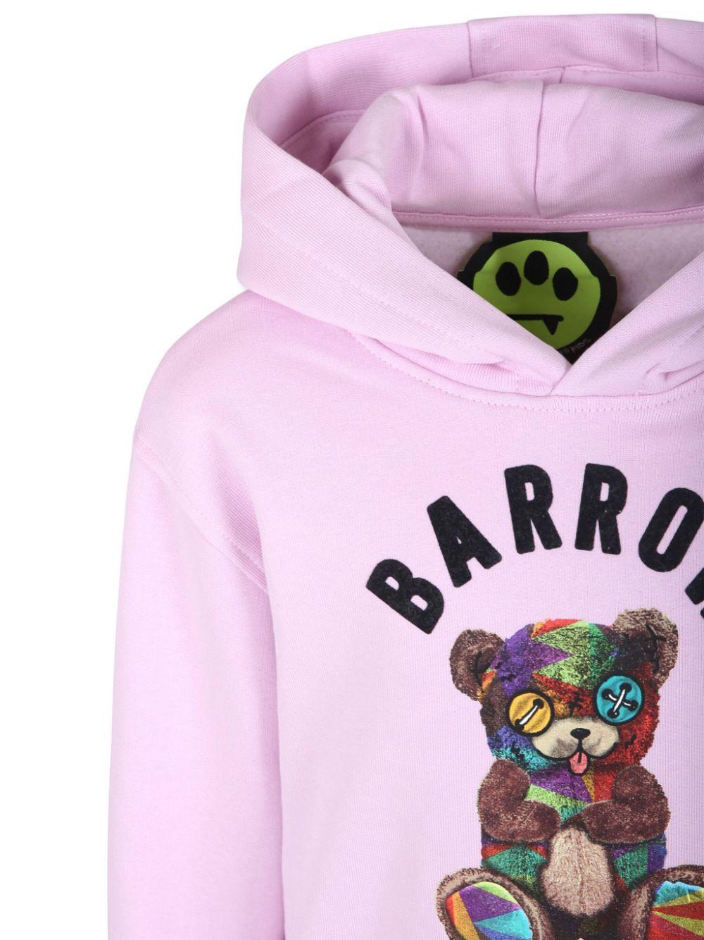 Felpa Rosa con Cappuccio e Stampa F4BKJUHS059 BW014 BARROW KIDS 