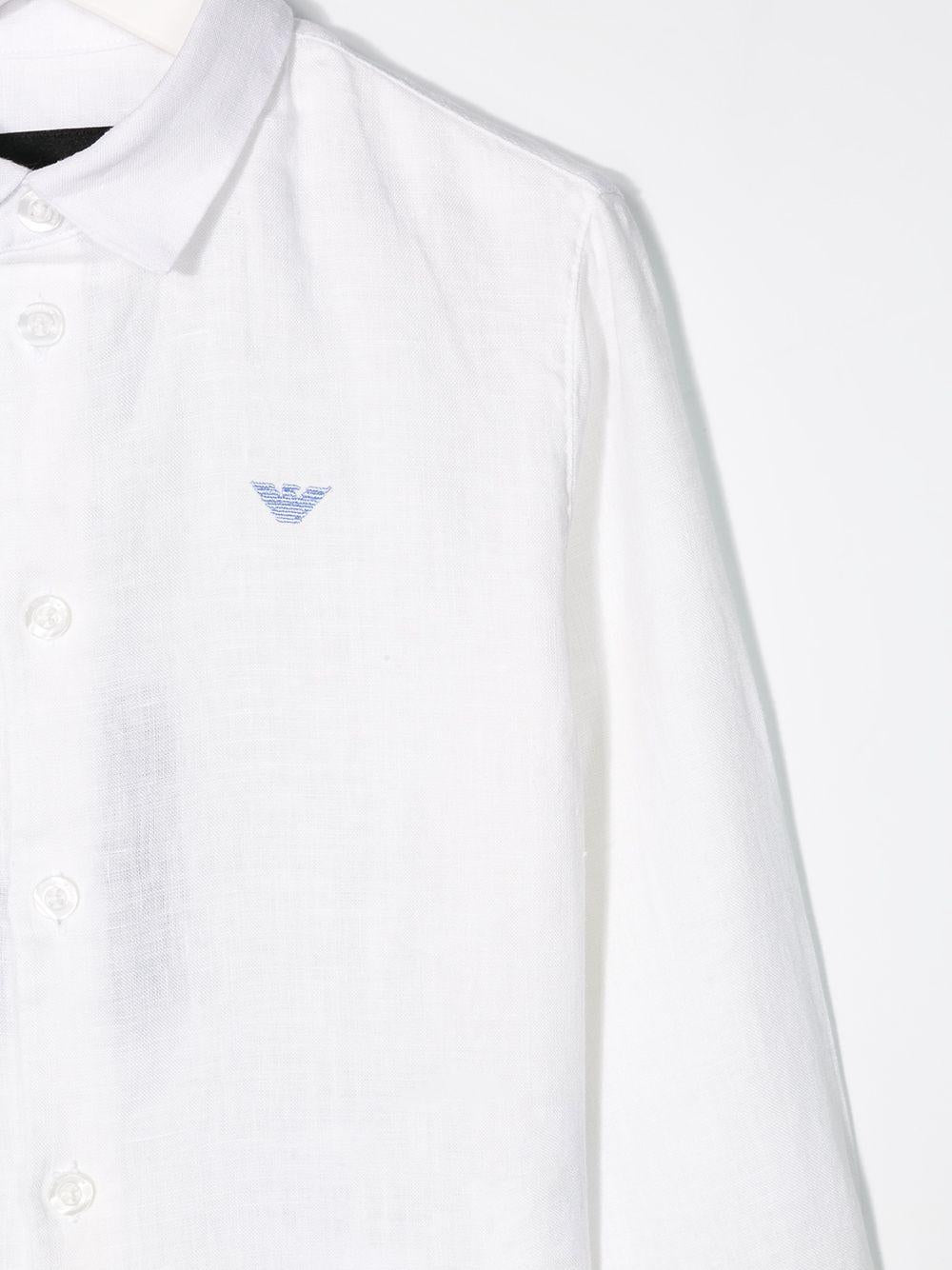 Camicia bianca logo ricamo lino