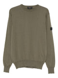 Forest green crew neck sweater with patch