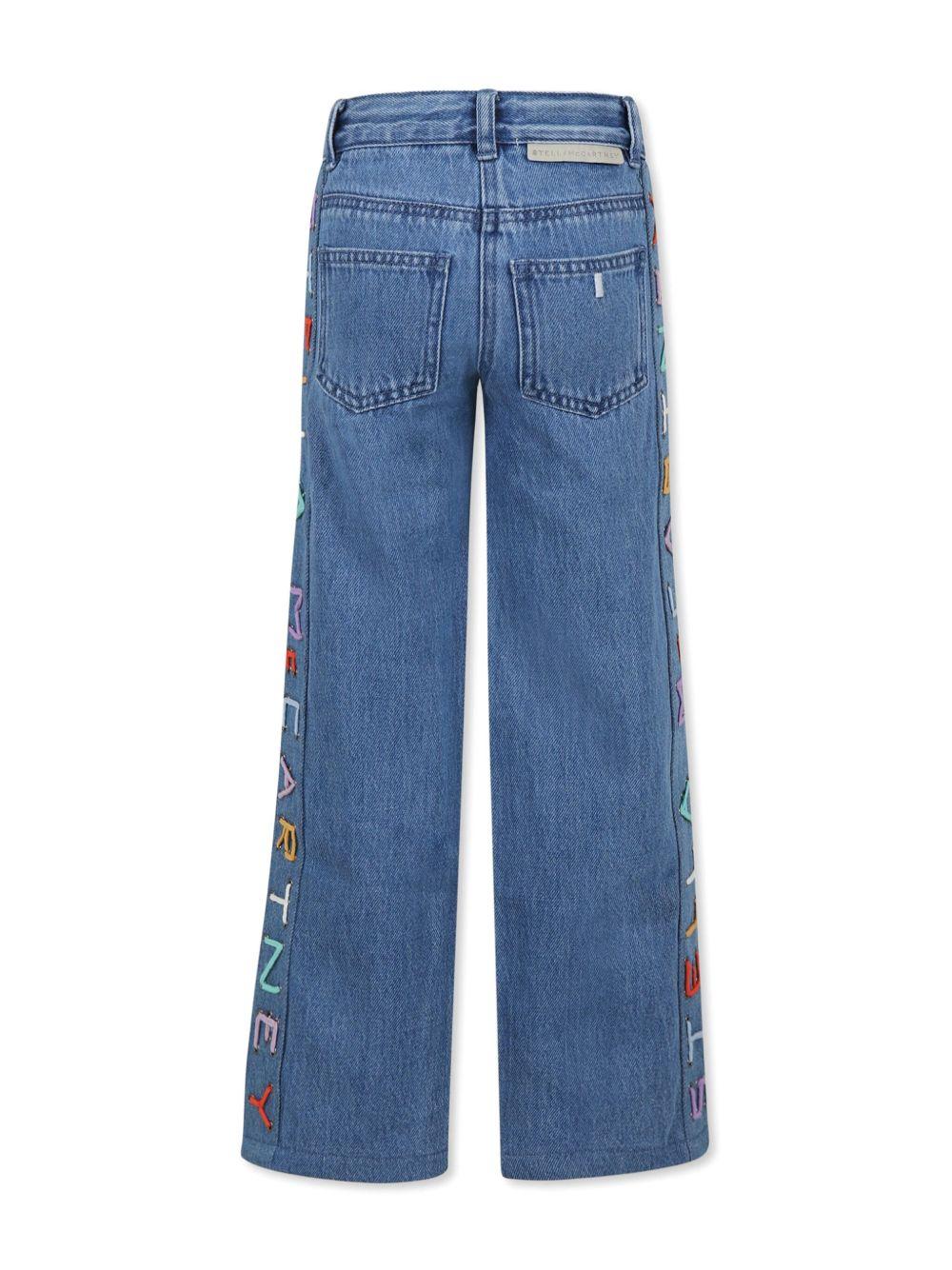 Jeans a gamba ampia logo laterale