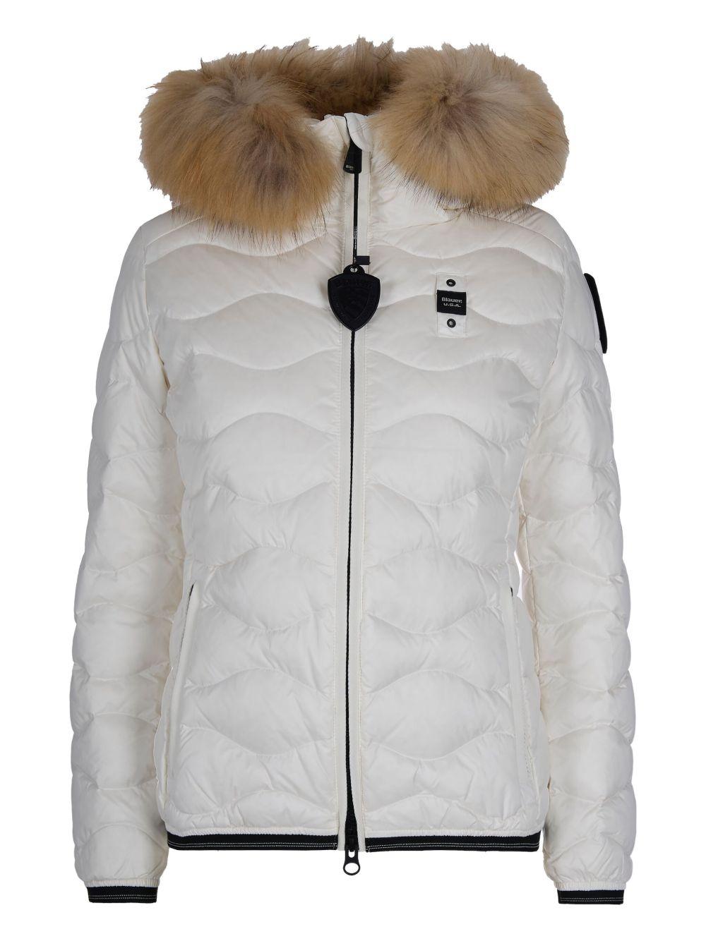 Giubbino con cappuccio bianco 25WBLDC03096006047 100BI BLAUER 