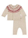 Set in maglia beige  con fantasia (2pz)