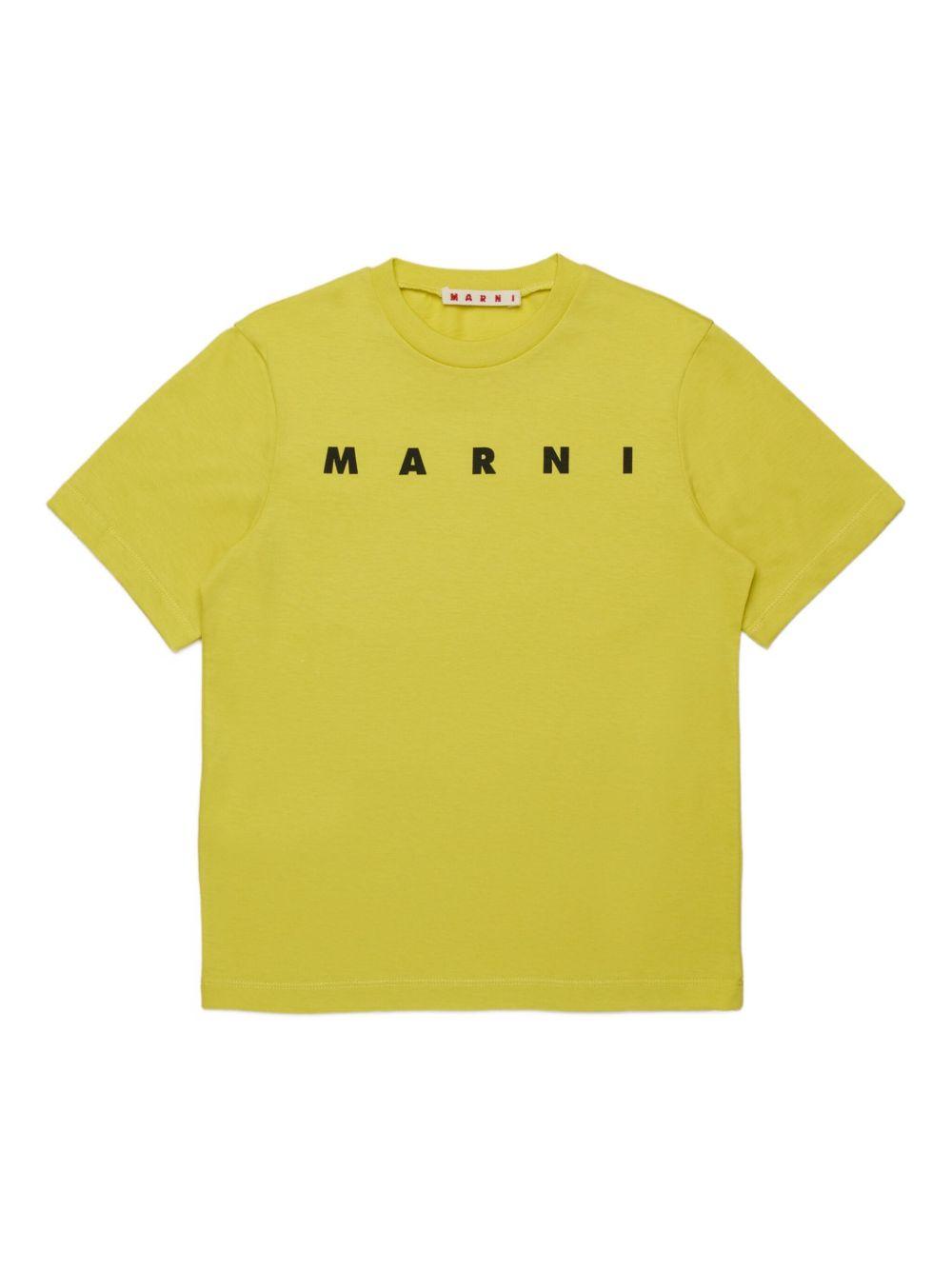 T-shirt in cotone con logo M01601M00RF 0M222 MARNI KIDS 