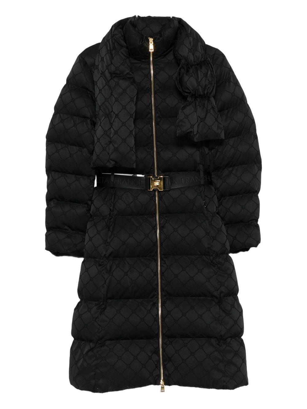 Piumino Nero Matelassé con Cintura Regolabile PI84D56E2 110 ELISABETTA FRANCHI 