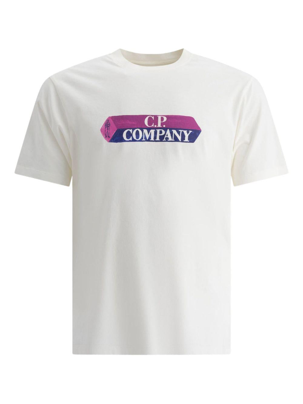 T-shirt bianca logo cubo 3D 17CMTS166A006586W 103 CP COMPANY 