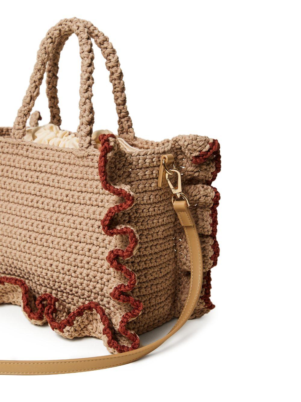 Borsa a mano in corda con rouche 261TD8291 13498 TWINSET 