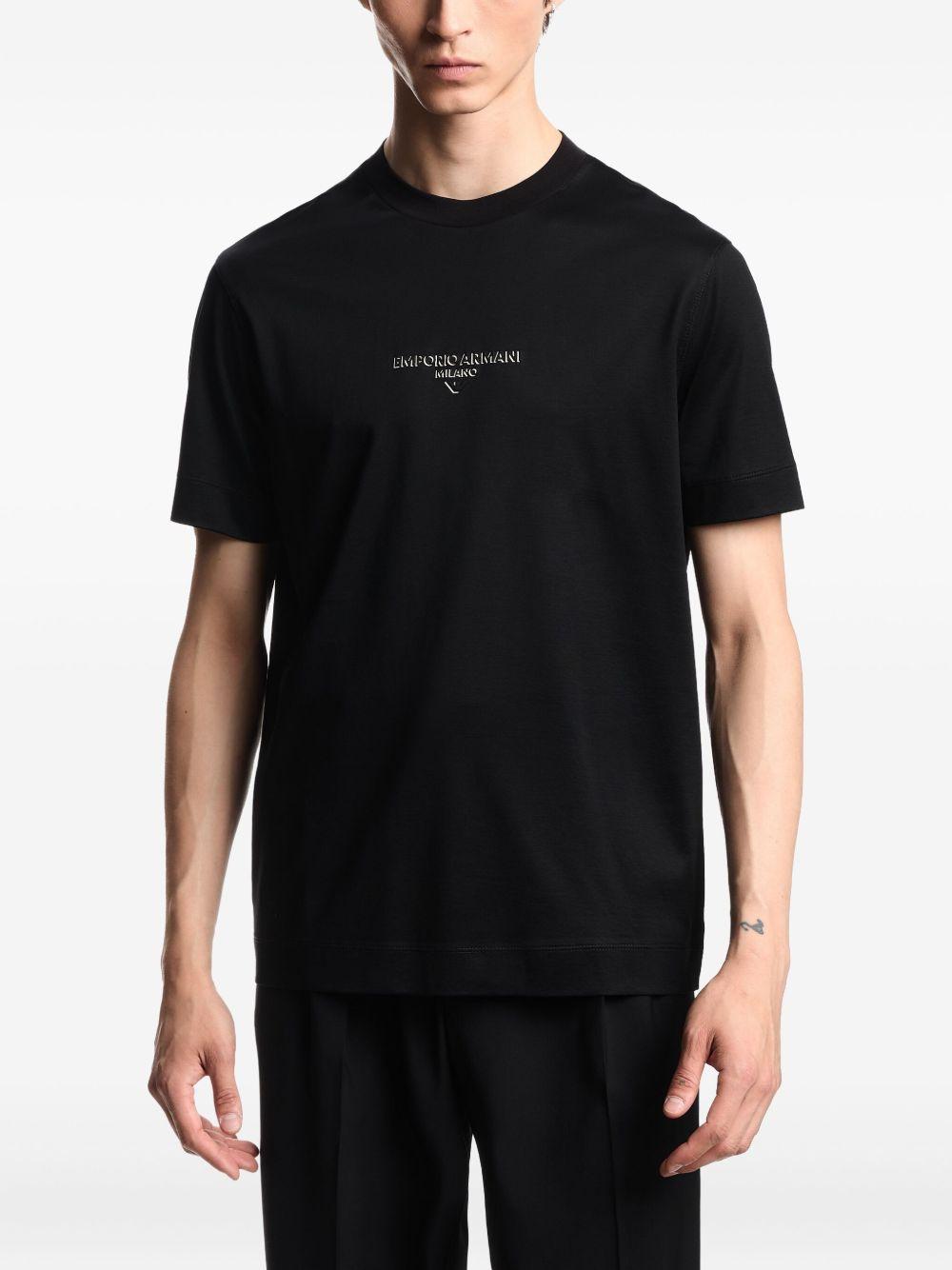 T-shirt nera con ricamo del logo EM002838AF10761 UC001 EMPORIO ARMANI 