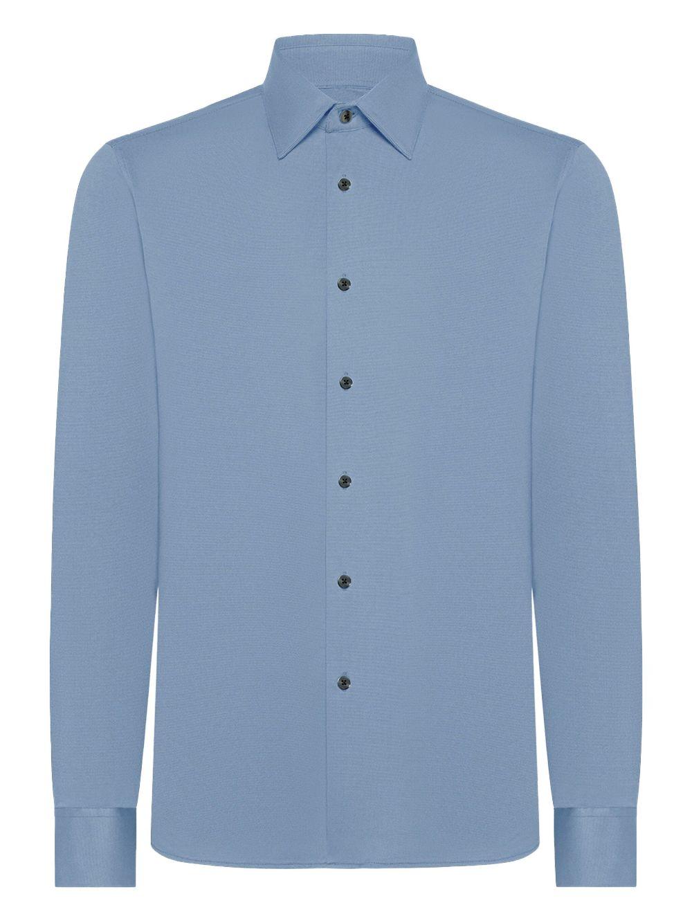 Camicia Oxford Jacquared light blu