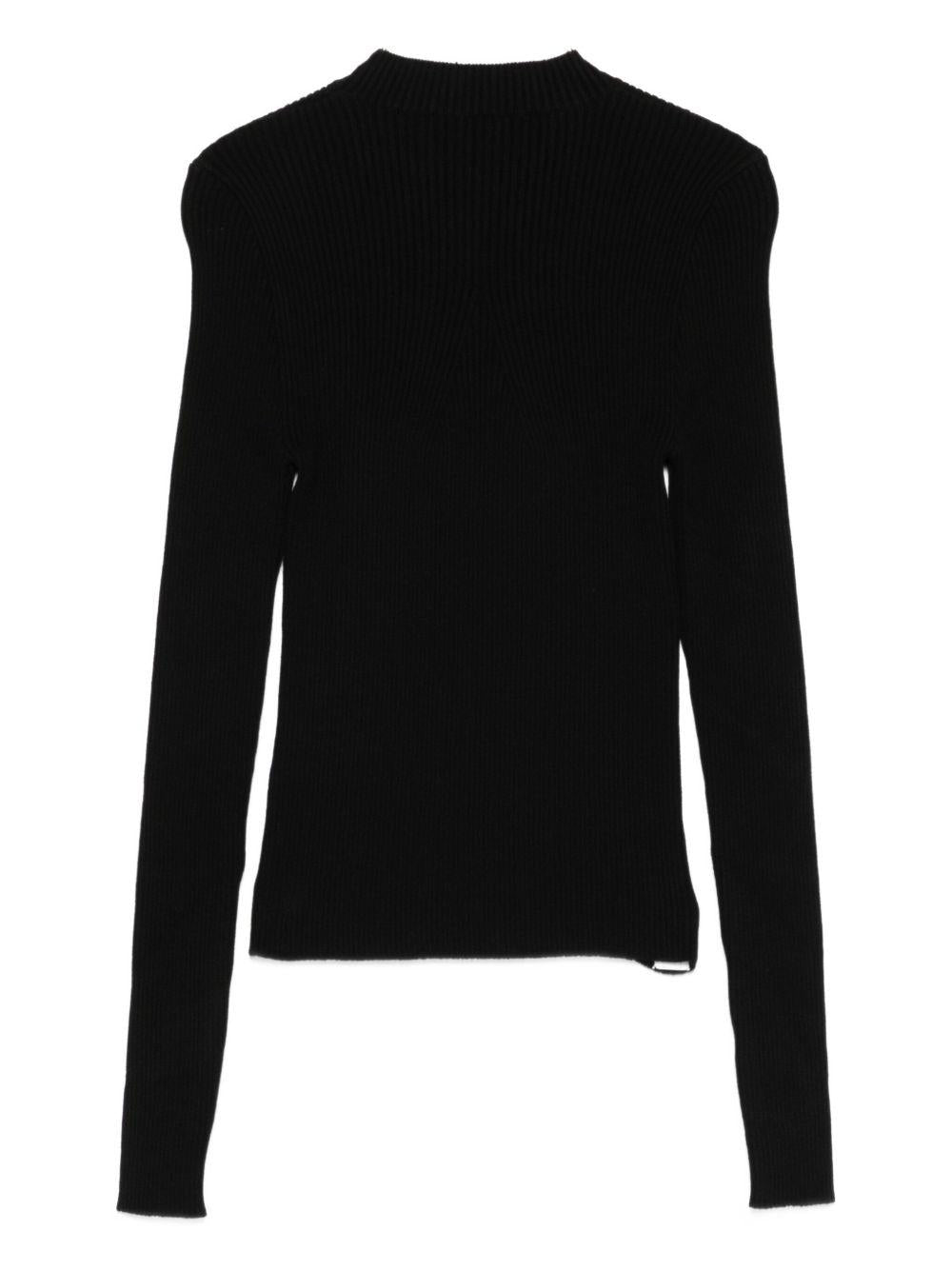 Maglione nero a coste con logo 3941MDM217257784 99 MSGM 