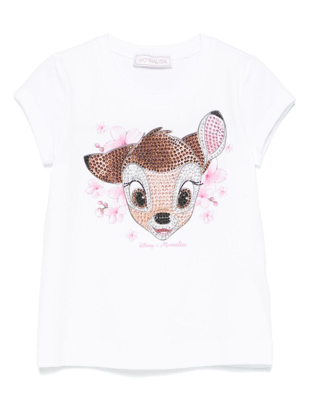 T-shirt bianca Bambi con strass