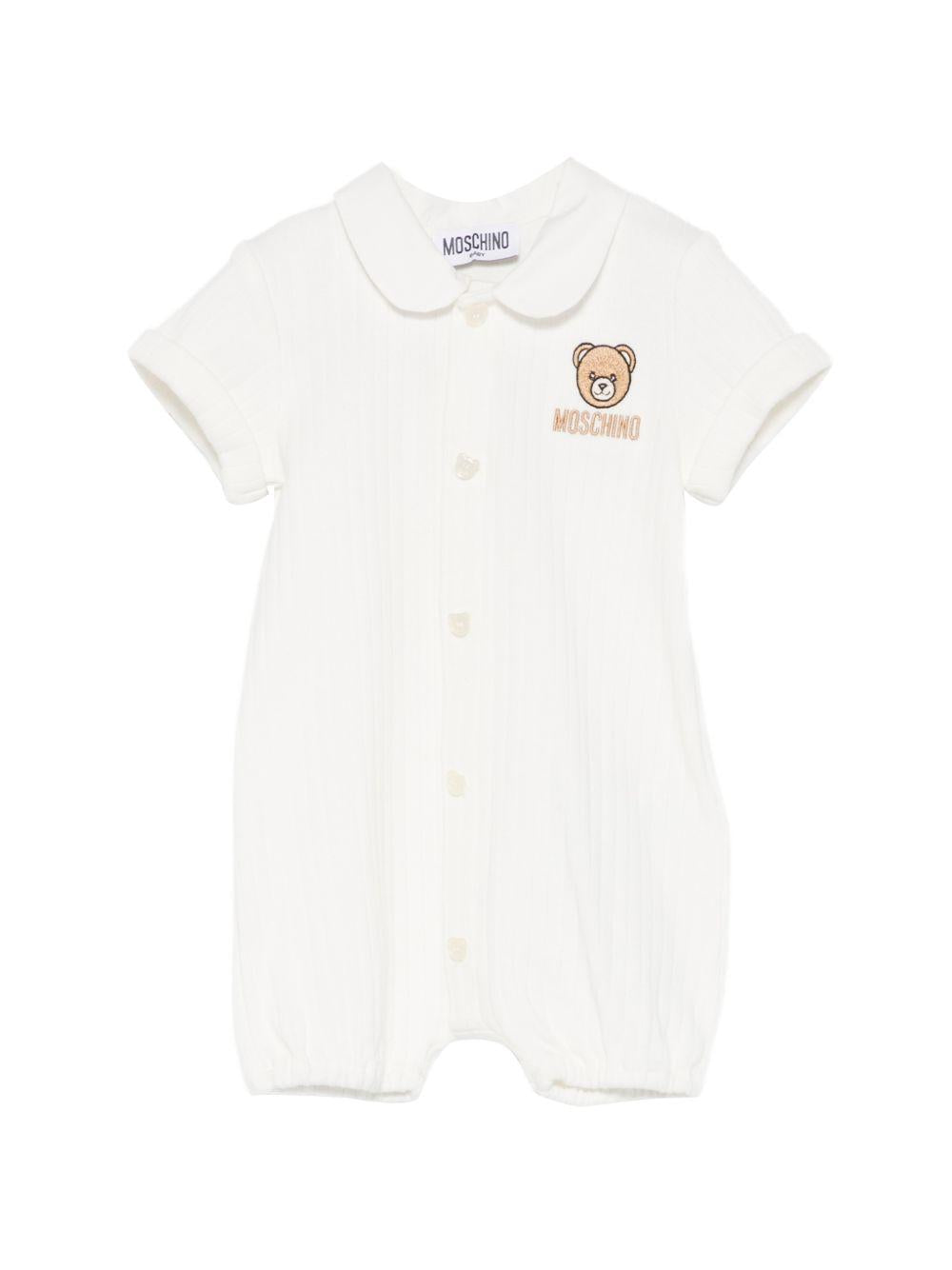 Tutina in cotone con colletto MUY08YLAA55 10063 MOSCHINO KIDS 