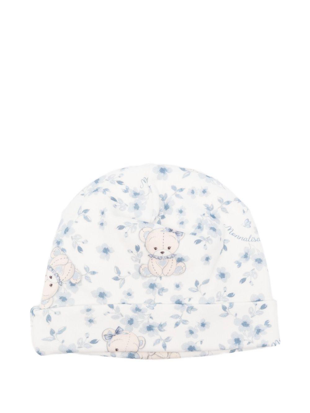 Berretto con Stampa a Fiori e Teddy Bear 35F011NP6008 0151 MONNALISA KIDS 