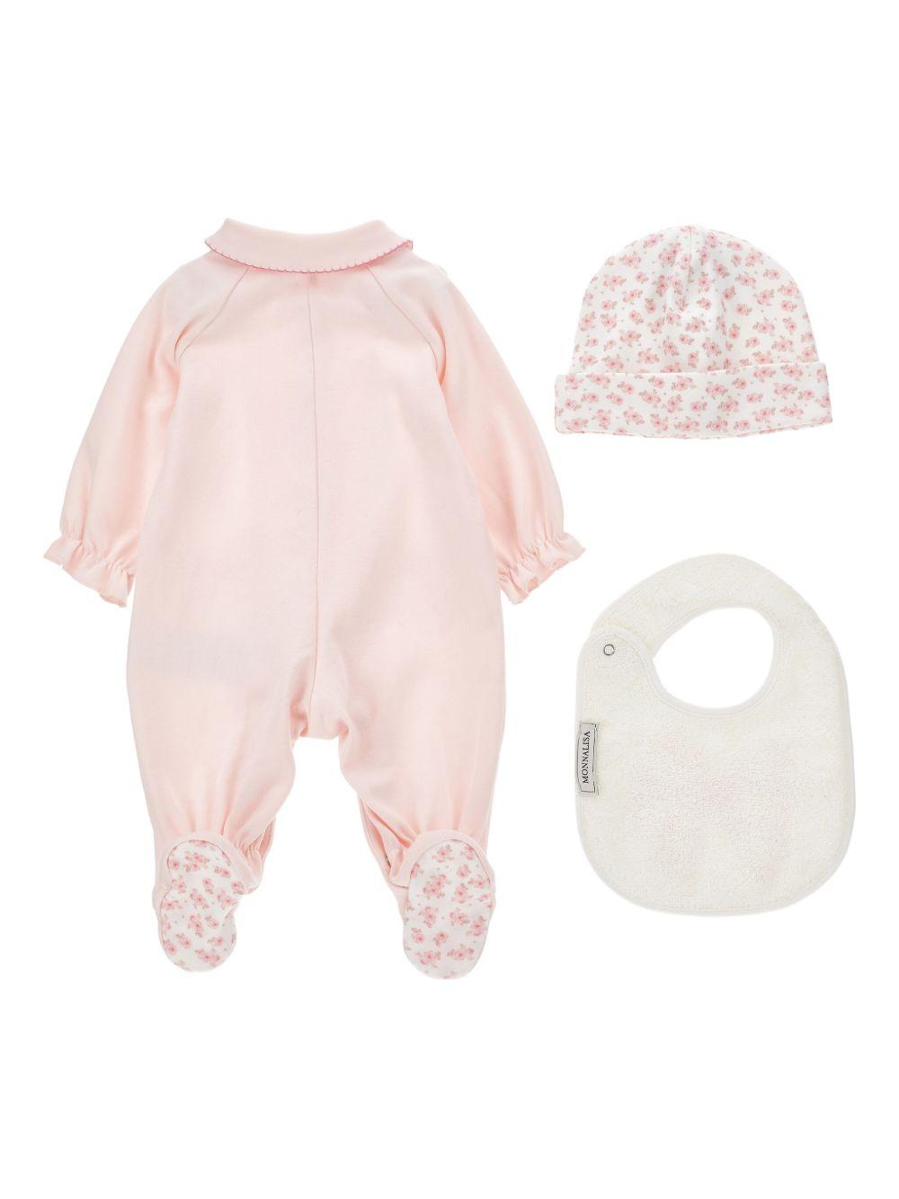 Set di Tre Pezzi con Ricamo e Stampa Floreale 35F5016000 091C MONNALISA KIDS 