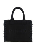 Borsa shopping in cotone con dettagli sfrangiati