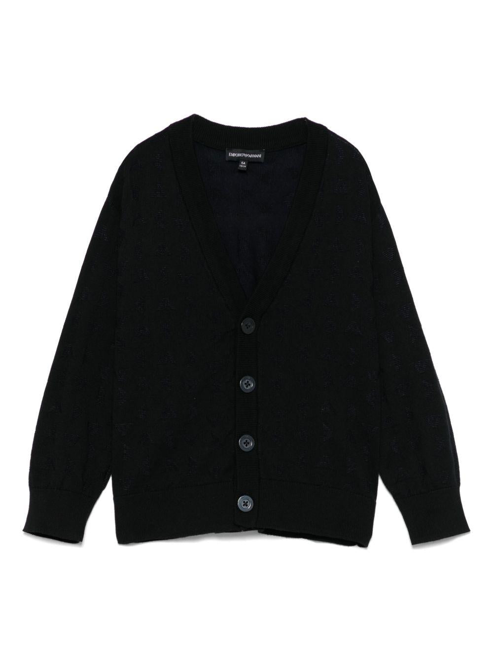 Cardigan blu in maglia con bottoni EB000286AF13935 UB118 EMPORIO ARMANI KIDS 