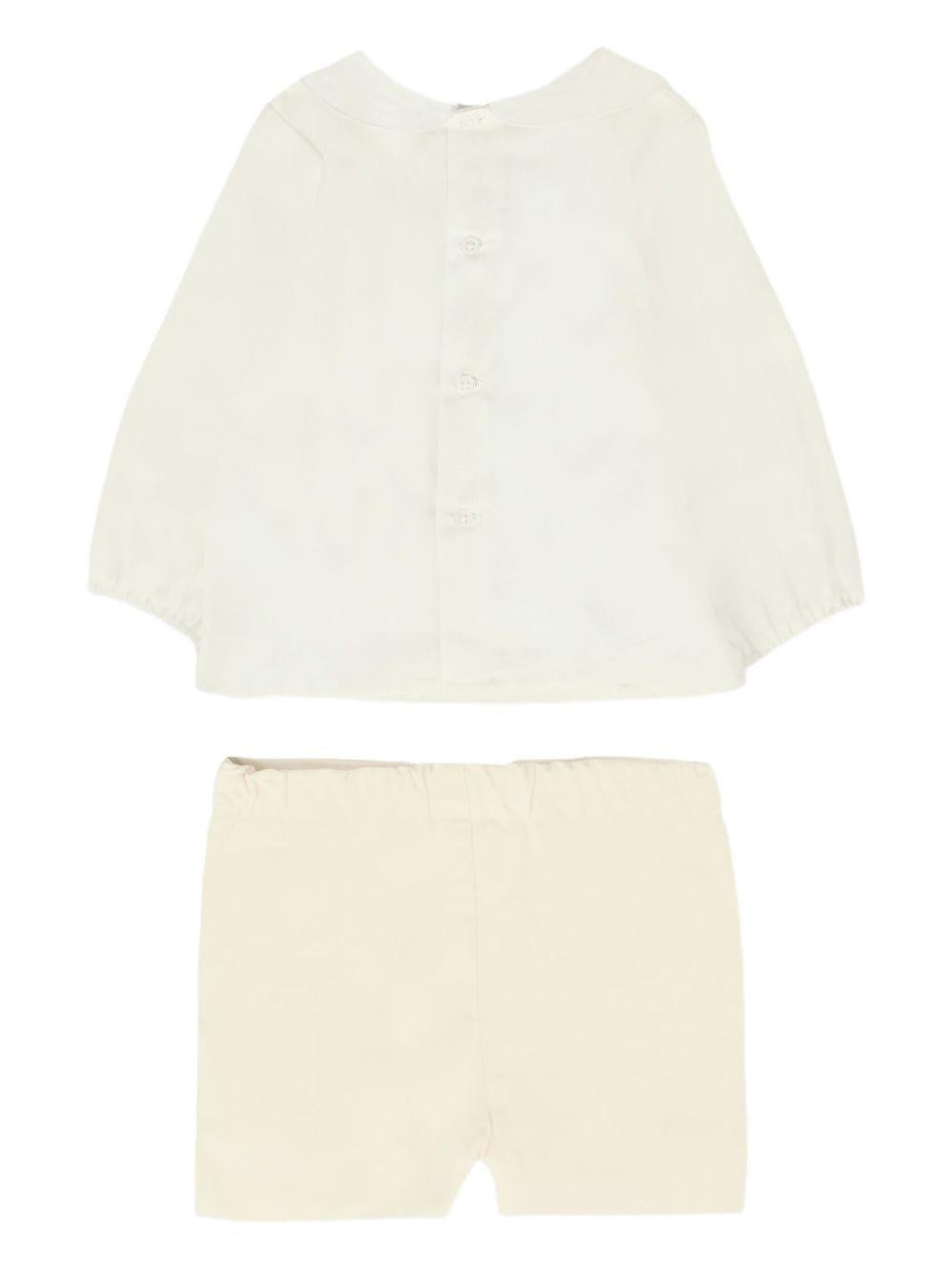 Set panna con camicia plissettata e shorts 106C152844 60T721 PAZ RODRIGUEZ KIDS 